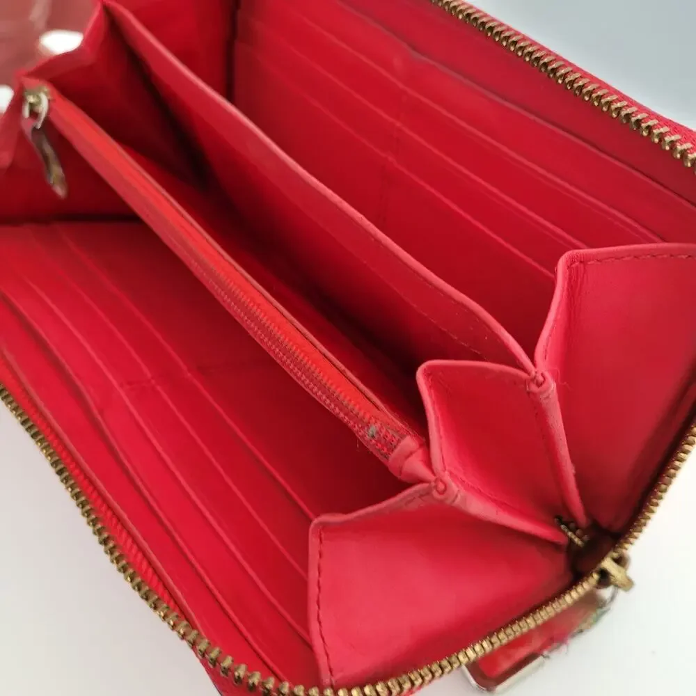 Coach‎ Leather Wallet Croc Salomon Red Zip Around Large Clutch Geniue Leather
